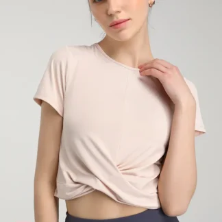 Women Cross Waist Sports T-Shirt Breathable Yoga Top