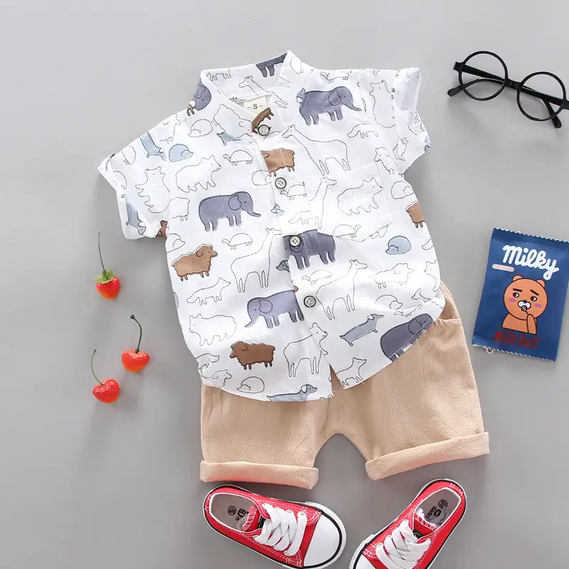 Baby Boys Summer Shirt Shorts Set Yellow Cartoon 0-3Y - Image 3
