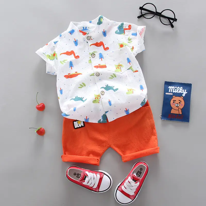 Baby Boys Summer Shirt Shorts Set Yellow Cartoon 0-3Y - Image 4
