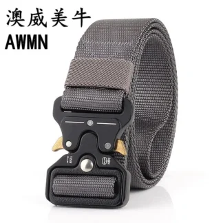 Men Tactical Nylon Belt Black Quick Detach