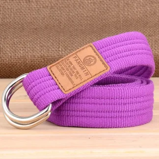 Purple Canvas Belt with Double Loop Buckle