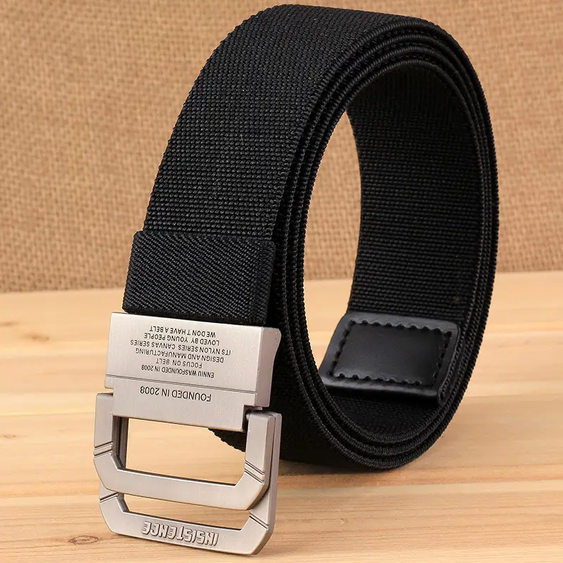 Men Nylon Tactical Belt Black Elastic Korean Style - Image 2