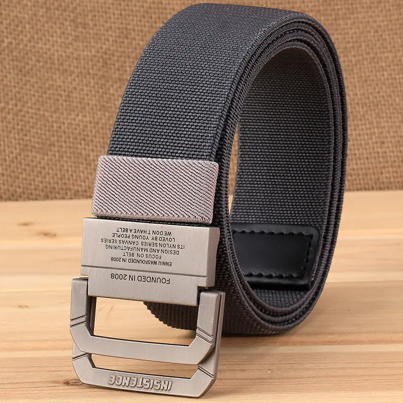 Men Nylon Tactical Belt Black Elastic Korean Style - Image 3
