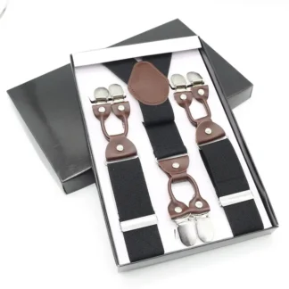 Men Black Anti-Slip Clip Suspenders