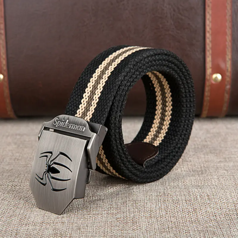 Men Spiderman Canvas Belt Gray Black Adjustable - Image 2