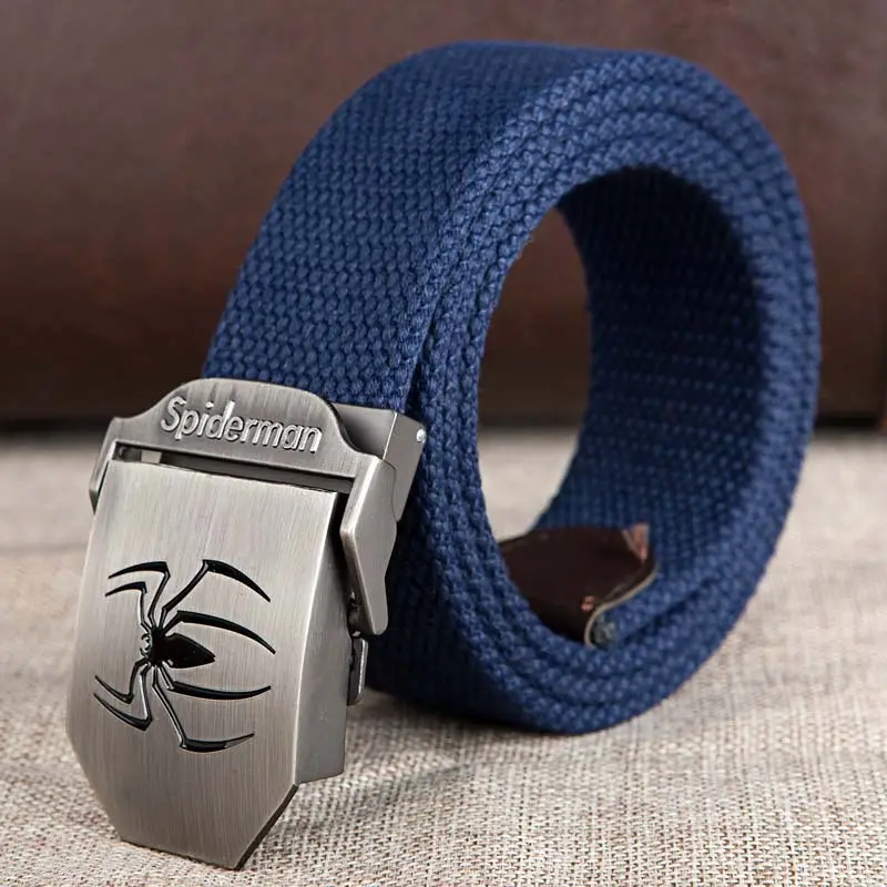 Men Spiderman Canvas Belt Gray Black Adjustable - Image 4