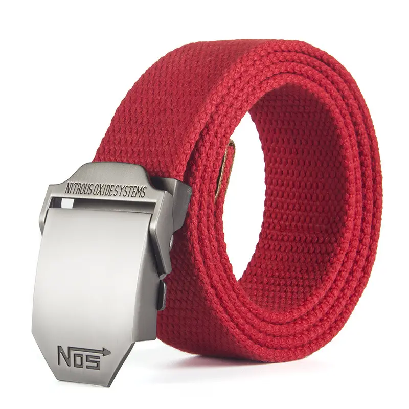 Men Canvas Belt NOS Silver Buckle Black - Image 3