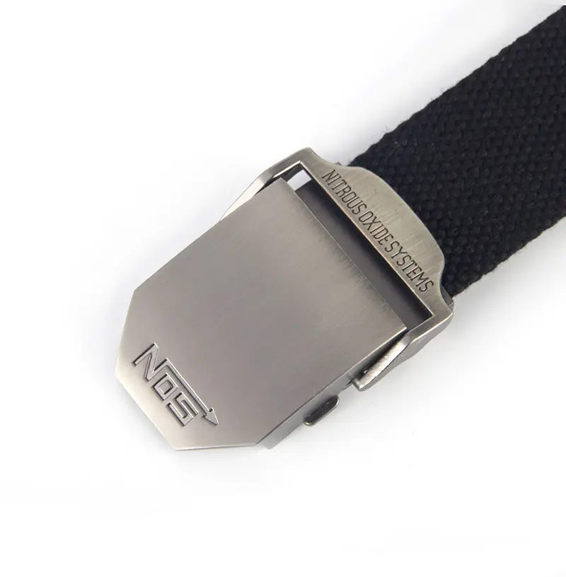 Men Canvas Belt NOS Silver Buckle Black - Image 4