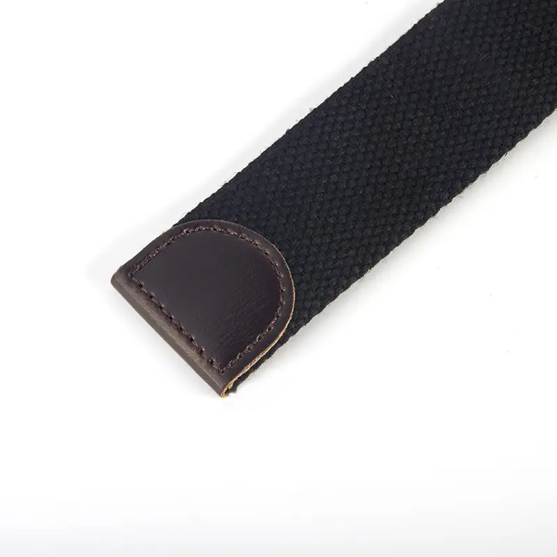 Men Canvas Belt NOS Silver Buckle Black - Image 5