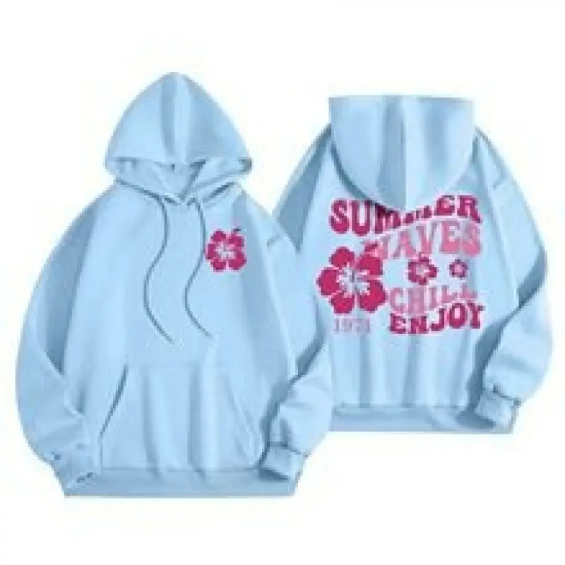 Women Light Purple Floral Graphic Hoodie - Image 3