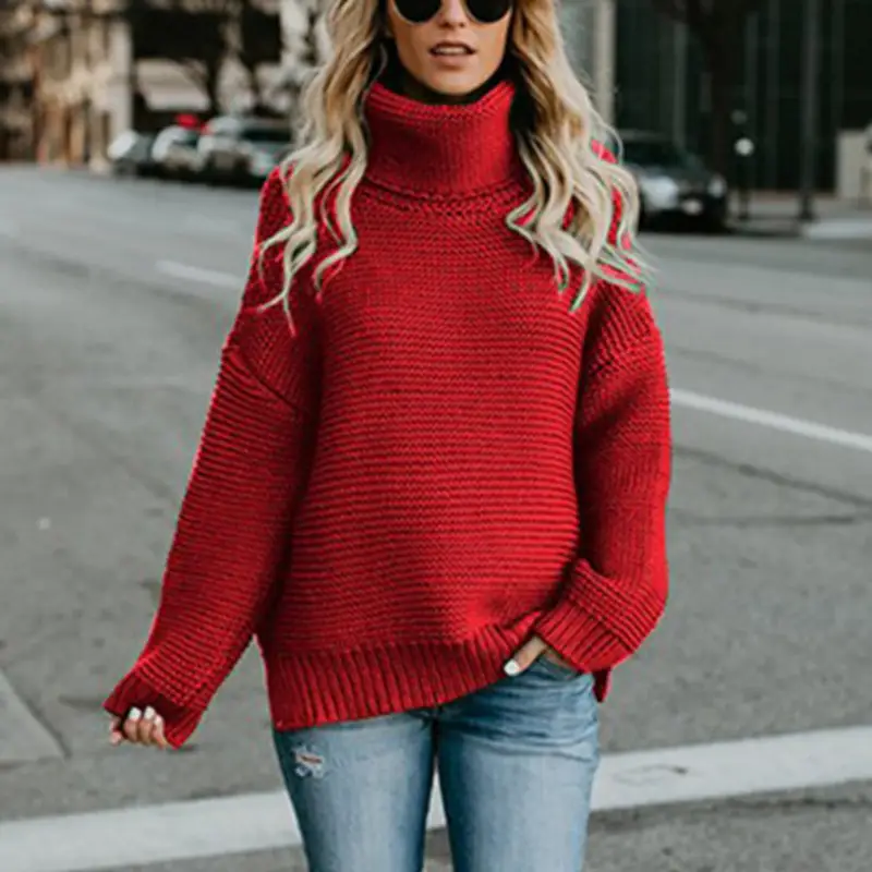 Women Turtleneck Knit Jacket Autumn Winter Multicolor - Image 4