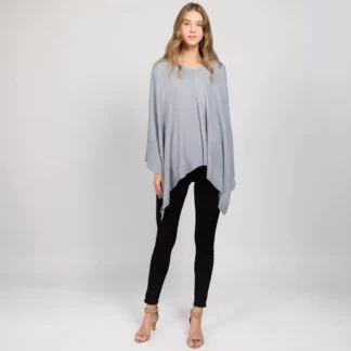 Women Loose Knit Cloak Grey Plus Size Autumn Wear