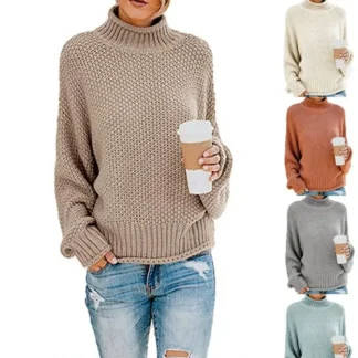 Women Loose Turtleneck Sweater Autumn Winter Plus Size Multi Color