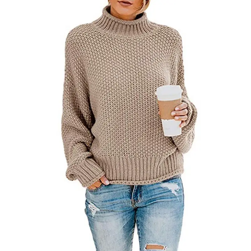 Women Loose Turtleneck Sweater Autumn Winter Plus Size Multi Color - Image 3