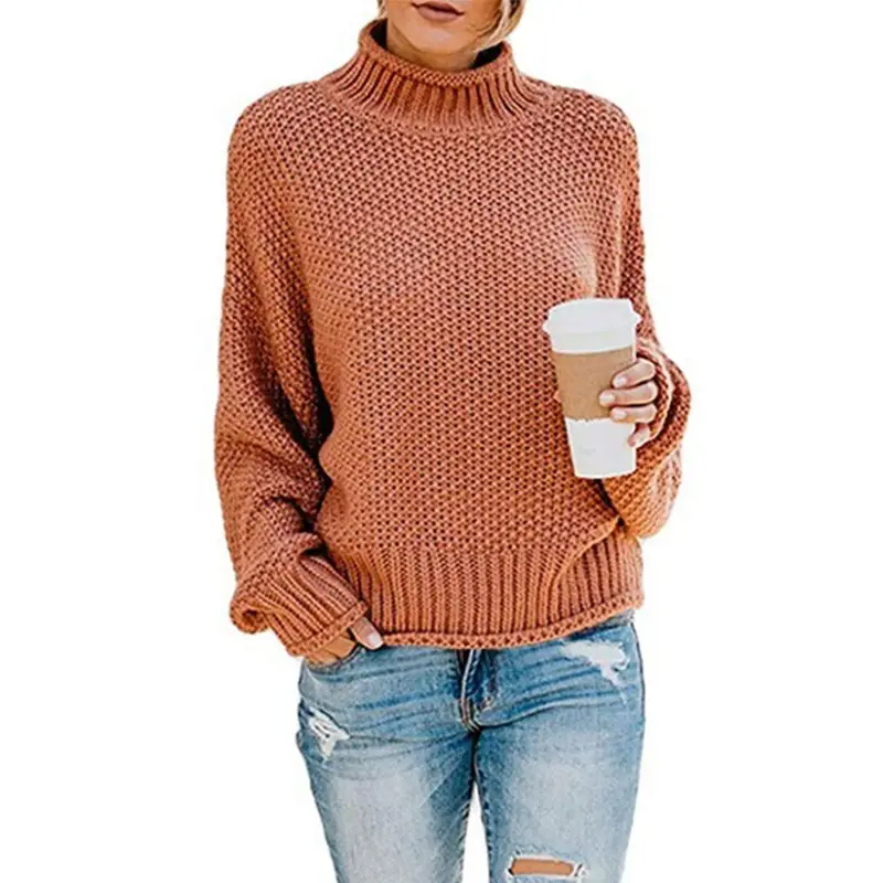 Women Loose Turtleneck Sweater Autumn Winter Plus Size Multi Color - Image 4