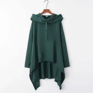 Women Hooded Vest Green Asymmetric Winter Wear