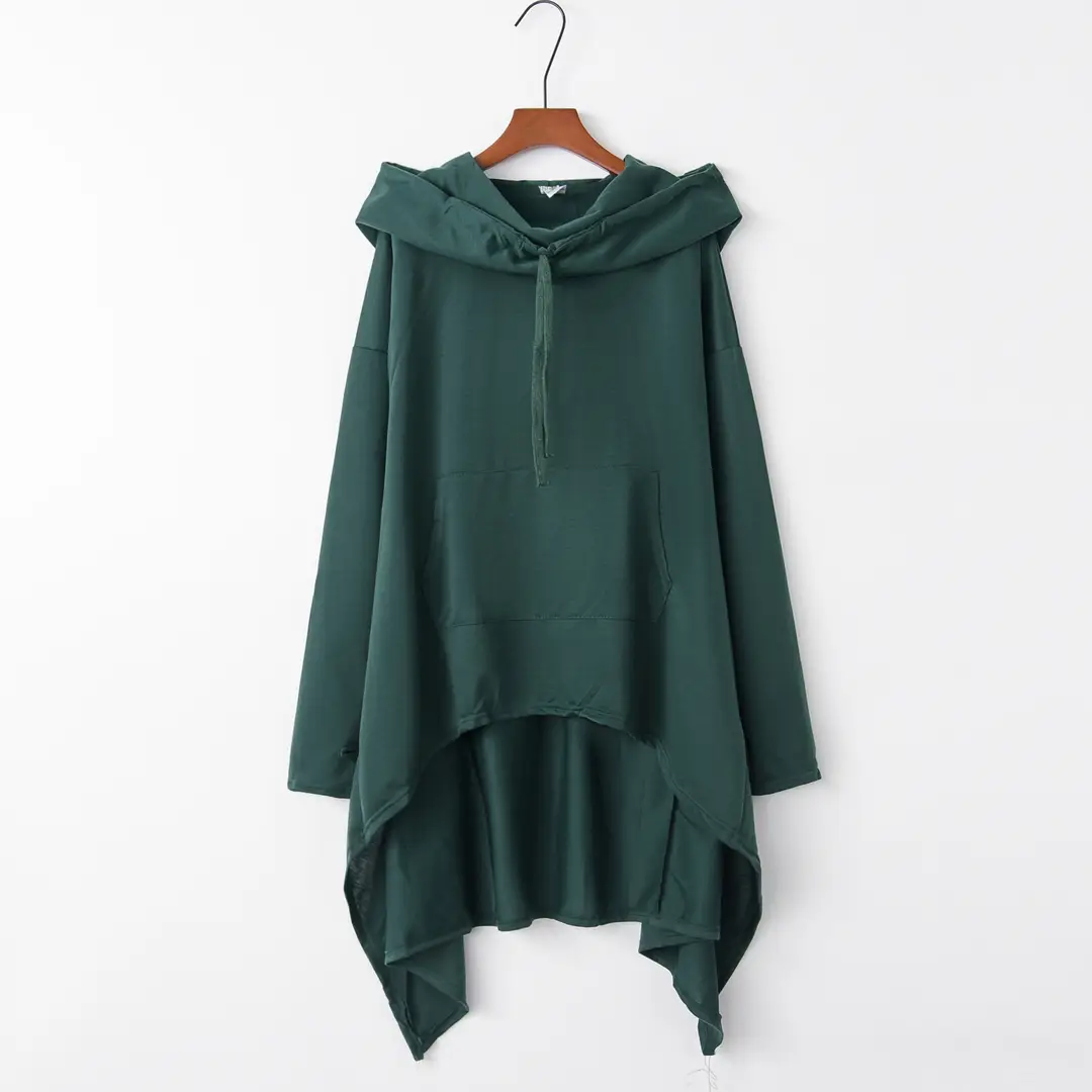 Women Hooded Vest Green Asymmetric Winter Wear