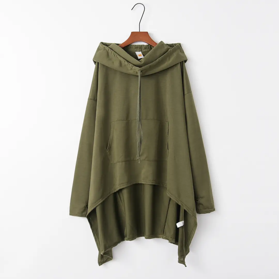 Women Hooded Vest Green Asymmetric Winter Wear - Image 2