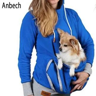 Women Hooded Sweatshirt with Dog Pocket Blue