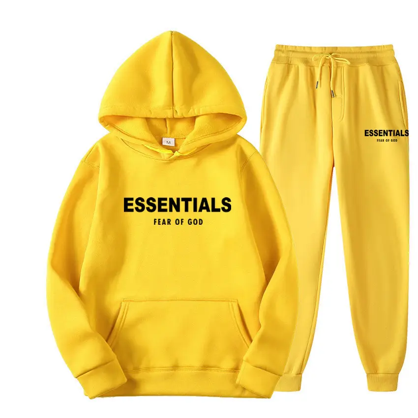 Black Essentials Hoodie Pant Set for Men Women Autumn Winter - Image 2