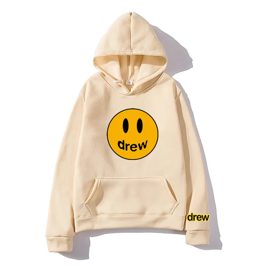 Women Hoodie Smiling Face Sports Sweater White - Image 2