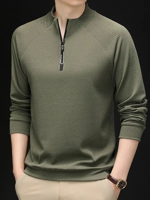 Men Long Sleeve T-Shirt Brick Red Autumn Casual - Image 5