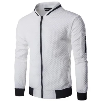 Men's White Zipper Cardigan Casual Sports Style