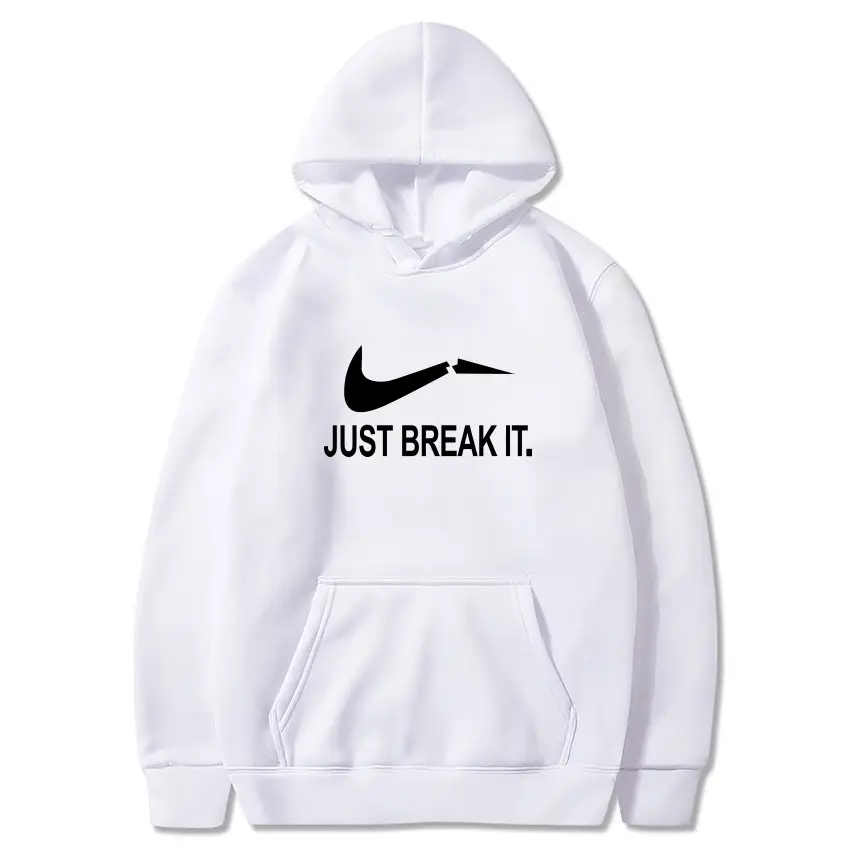 Men Fleece Hoodie Black White Label Winter Casual - Image 5