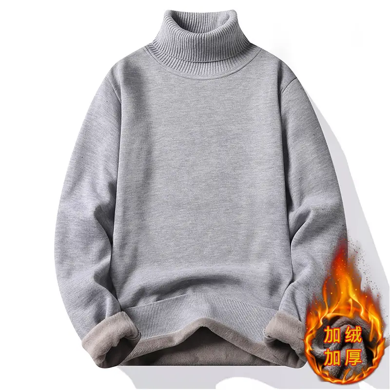 Men Slim Fit Fleece Sweater White Winter - Image 2
