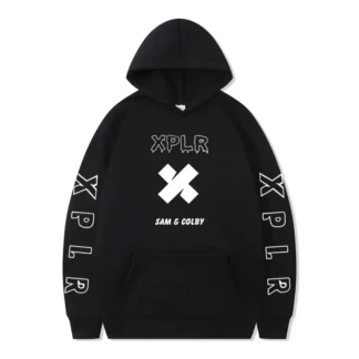 Men Black Hoodie XPLR Sam & Colby Winter Casual