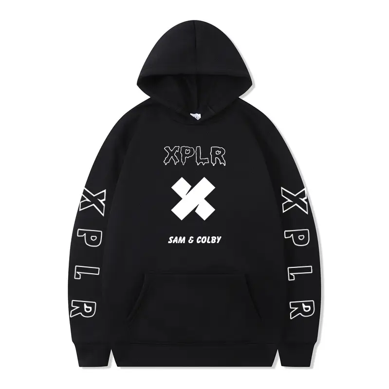 Men Black Hoodie XPLR Sam & Colby Winter Casual