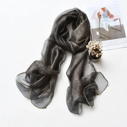 Women Long Silk Scarf Diamond Edge Autumn