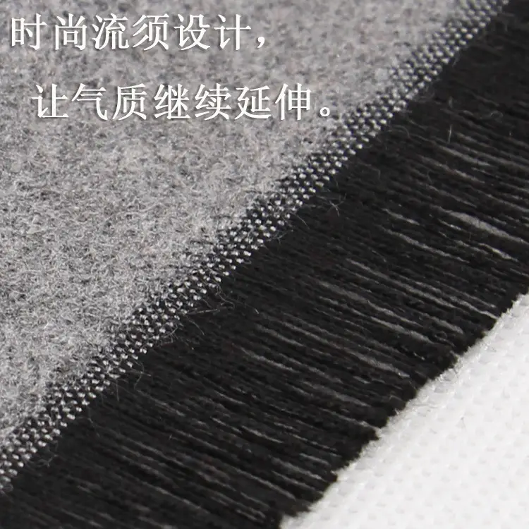 Men's Winter Warm Solid Color Scarf Gray Black - Image 2