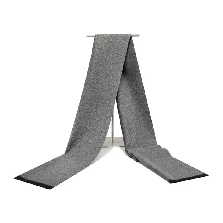 Men's Winter Warm Solid Color Scarf Gray Black - Image 3