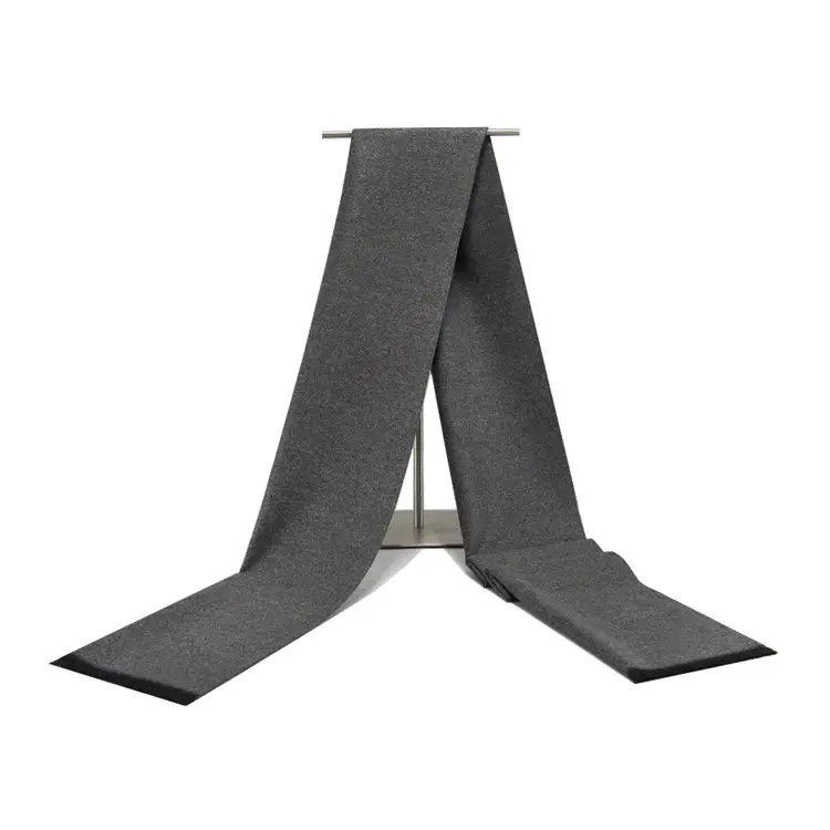 Men's Winter Warm Solid Color Scarf Gray Black - Image 4
