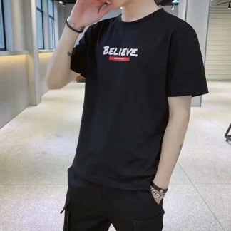 Men Slim Fit Black Graphic T-Shirt Summer