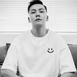 Men White Cotton Smile T-Shirt Loose Fit Summer