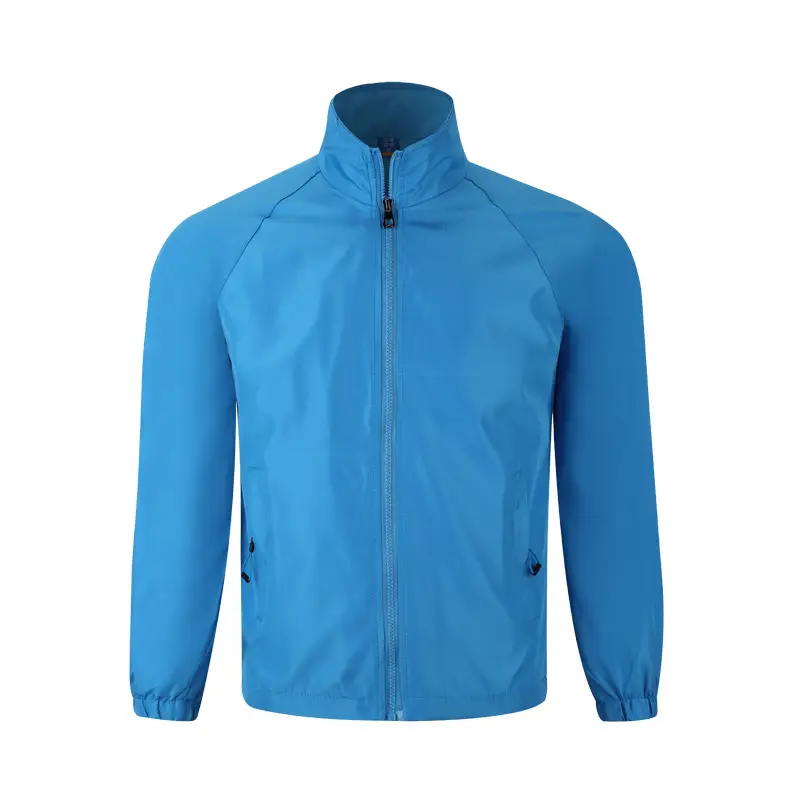Men Zip-Up Jacket Blue Autumn Winter Custom Logo - Image 4