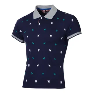 New Men's Lapel T-shirt Fashionable Printed European Version Large Size T-shirt Short Sleeve T-shirt
