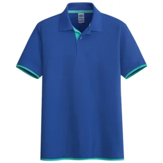 Men's Slim Fit Polo Shirt Sapphire Blue Summer Korean Style