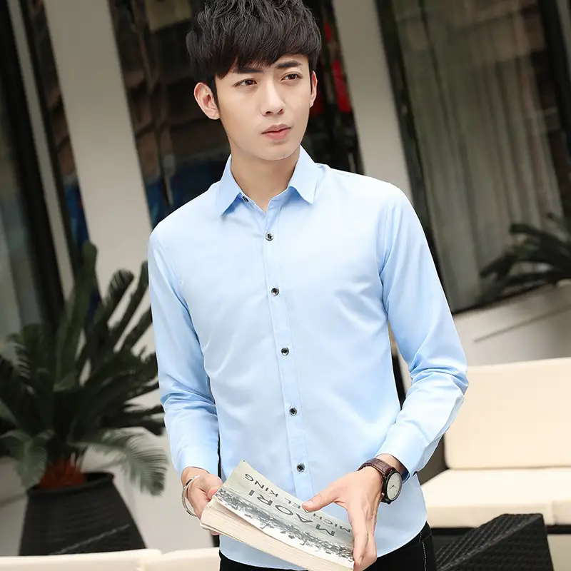 Men Slim Fit Black Long Sleeve Shirt - Image 4