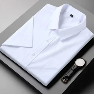 Men's White Short Sleeve Loose Fit Plus Size Summer Shirt