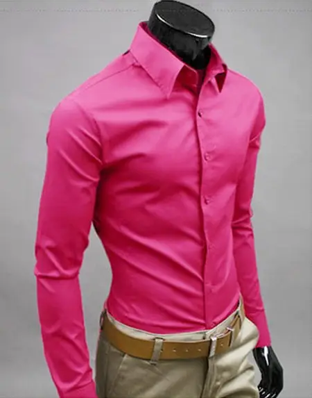 Men's Candy Color Long Sleeve Shirt 17 Colors - Image 2