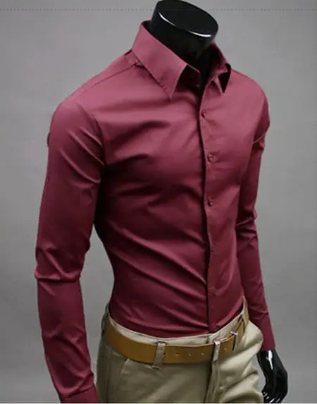 Men's Candy Color Long Sleeve Shirt 17 Colors - Image 4