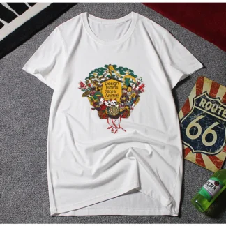 Men Plus Size Loose Graphic T-Shirt White 5XL