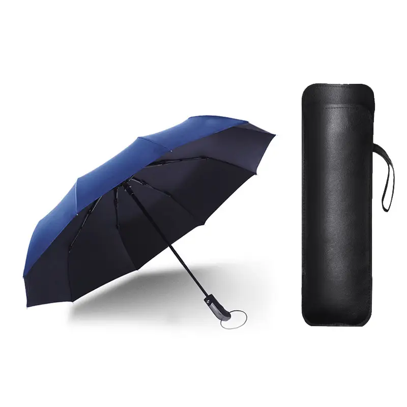 Automatic Folding Sun Umbrella with Black Leather Case for Men Women - Image 4