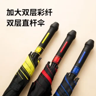 Double Layer Straight Umbrella Rain Sun Protection Golf Umbrella Black Red Blue