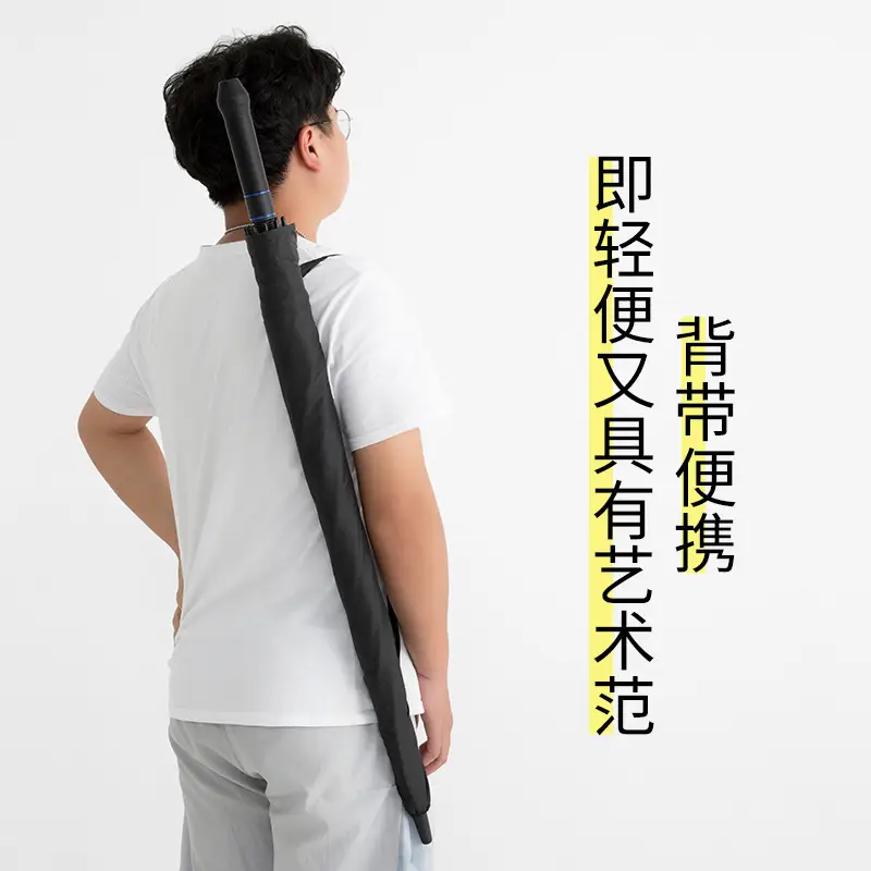 Double Layer Straight Umbrella Rain Sun Protection Golf Umbrella Black Red Blue - Image 2