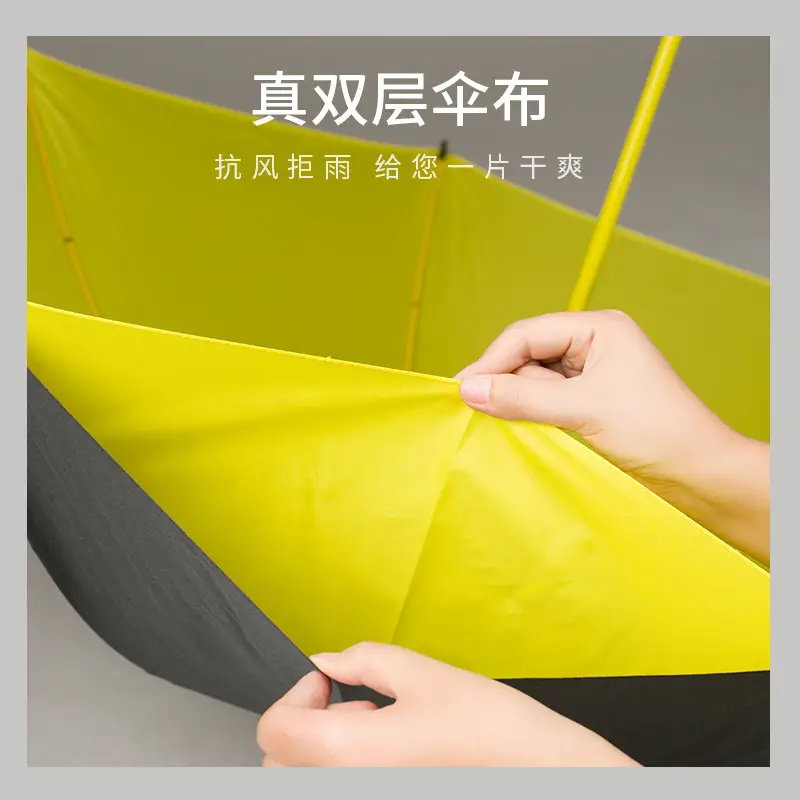 Double Layer Straight Umbrella Rain Sun Protection Golf Umbrella Black Red Blue - Image 3