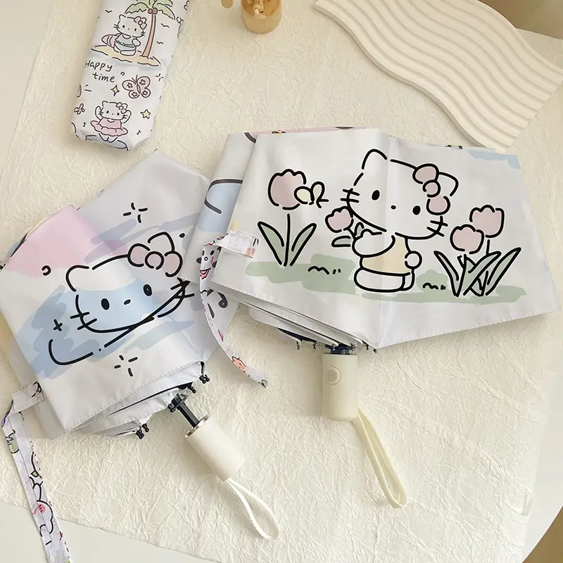 Hello Kitty Automatic Folding Sun & Rain Umbrella for Women - Image 2